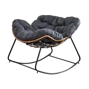 Magideal - Mecedora Tapizada, Cómoda, Para Ocio, Con Cojín Suave Y Grueso, Para Porche, Patio, Sala De Estar Y Interior. Gris Oscuro