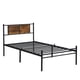 thumbnail image 3 of Twin Size metal bedframe,Headboard with wood panel decoration,black, 3 of 3