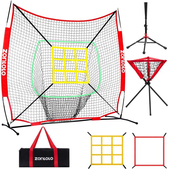 Red de béisbol y sóftbol ZONLOLO 6 x 6 ft con set de entrenamiento