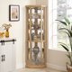 thumbnail image 1 of Corner Lighted Curio Cabinet Corner Glass Cabinet Lighted Curio Cabinet Corner Display Case for Living Room, Curio Cabinet, Antique collection, Wine,Bar Glass Storage Light Included,Light oak, 1 of 3