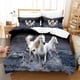 thumbnail image 1 of White Horse Print Quilt Duvet Cover Set Bedclothes Queen Comforter Cover Kids3-Piece Bedding Set, 1 of 5