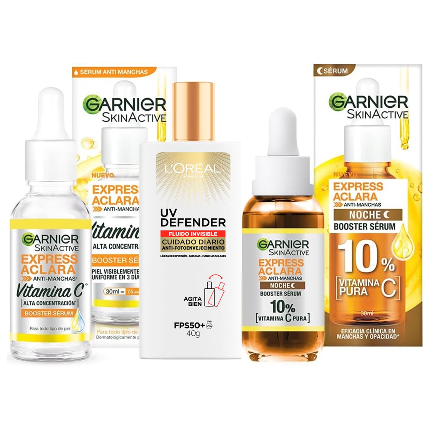 Pack Facial Anti Manchas Garnier + Uv Defender Loreal
