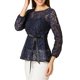 thumbnail image 4 of INSPIRE CHIC Blusa Peplum de Encaje para Mujer con Mangas de Pulsera Florales y Cinturón Autoadherente M Azul Oscuro, 4 of 8