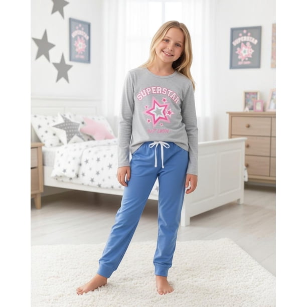 Pijama Niña Estampado Super Star Gris multicolor 12
