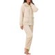 thumbnail image 4 of Conjunto de Pijama de Forro Polar Esponjoso para Mujer INSPIRE CHIC, Manga Larga, Botones, con Bolsillos y Cintura Elástica, S Beige, 4 of 6