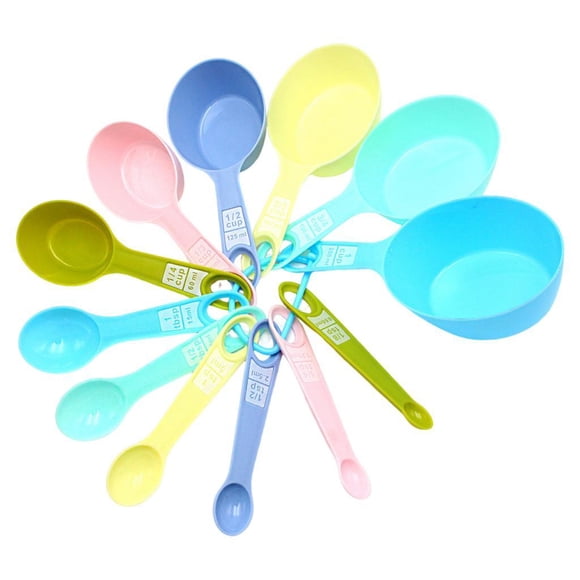 Juego de 12 cucharas y tazas medidoras, herramientas de medición de cocina, agarre cómodo, diseño de PP, almacenamiento anidado, medición precisa, ade Multicolor