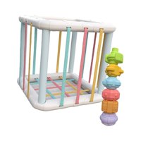 Magideal - Contenedor Sensorial De Juguetes Para Bebés, Juguetes De Clasificación Para Bebés Con Bloques De Formas Coloridas Y Juguetes Montessori De Cuerda Para