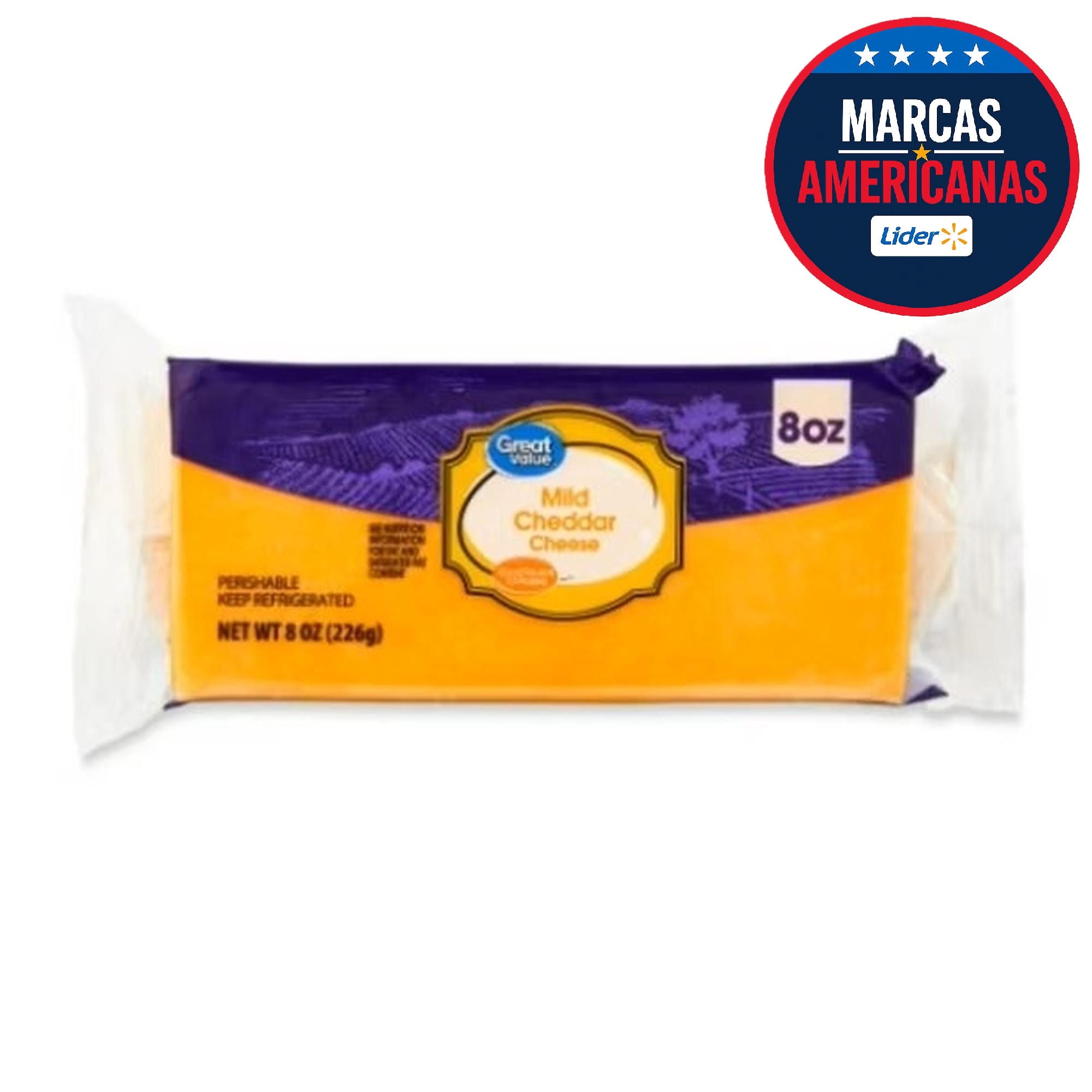 Queso Cheddar Medium Trozo 226 g Great Value