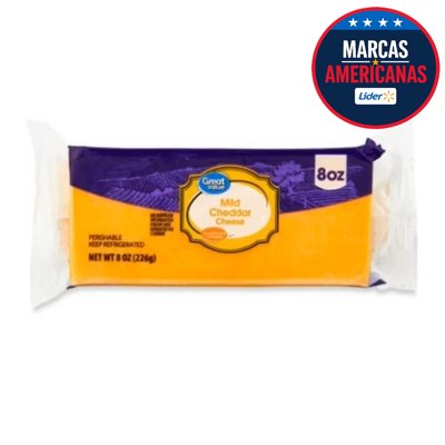 Queso Cheddar Medium Trozo 226 G Great Value