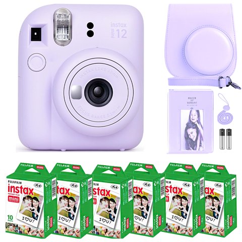 Cámara Fujifilm Instax Mini 12 Con Película, 60 Hojas Y Accesorios