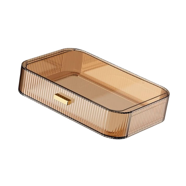 Organizador de tocador de estilo nórdico, bandejas de maquillaje multifunción, caja de almacenamiento de mesa, soporte de almacenamiento de cosméticos , marrón