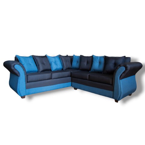 Muebles Duna - Seccional 5 Cuerpos Marsella Bicolor Lino Negro Azul