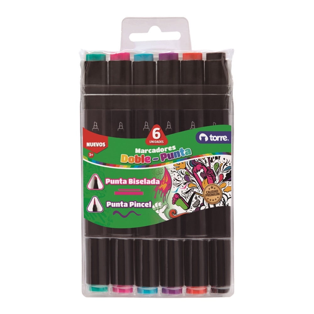Torre - Set Marcadores Doble Punta 6 Colores
