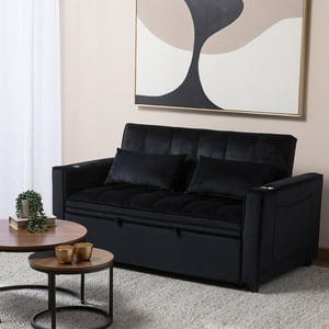 Daniels - Sofá Cama 2 Cuerpos Moderno Dallas Negro Kmp1Bk