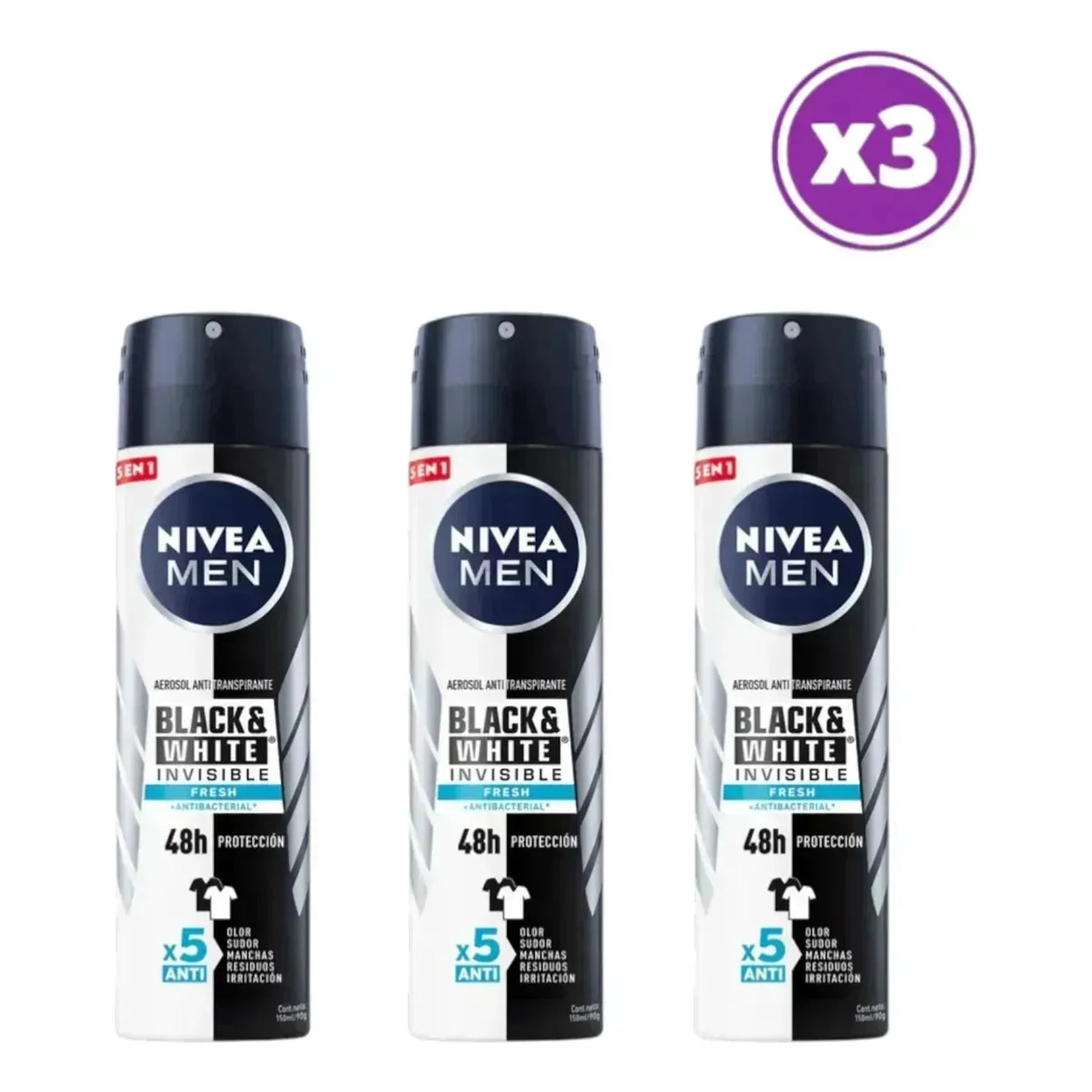 Nvisible Pack 03 Men Nvisible Fresh Antitransp Spray 150ml