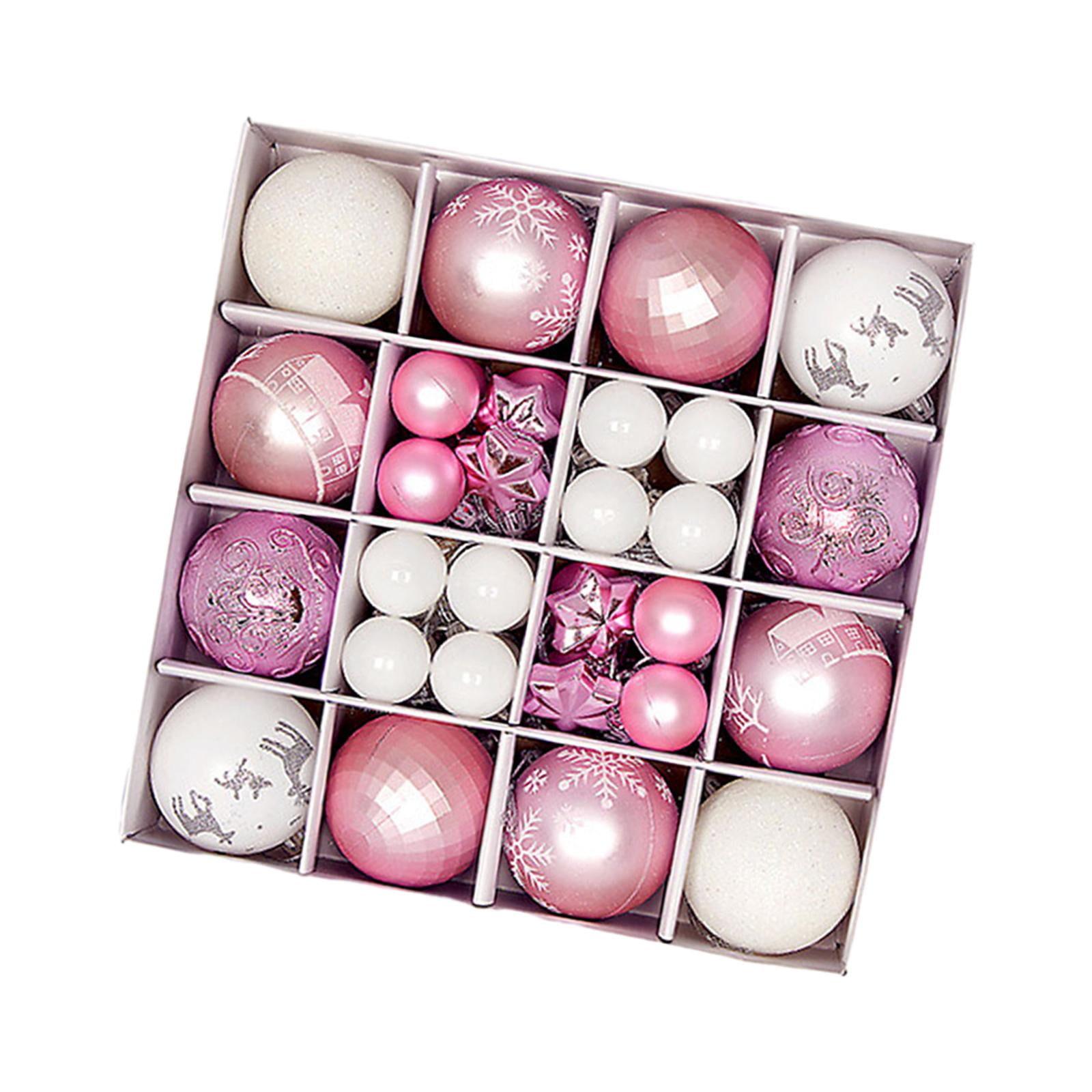 Magideal - 44 Uds Bolas De Navidad Adornos Adornos Decoración De Árbol De Navidad A Granel Bolas De Navidad Decorativas De 3-6cm Para Festival De Aniversario Rosa Y Blanco