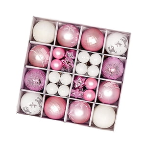 Magideal - 44 Uds Bolas De Navidad Adornos Adornos Decoración De Árbol De Navidad A Granel Bolas De Navidad Decorativas De 3-6Cm Para Festival De Aniversario Rosa Y Blanco