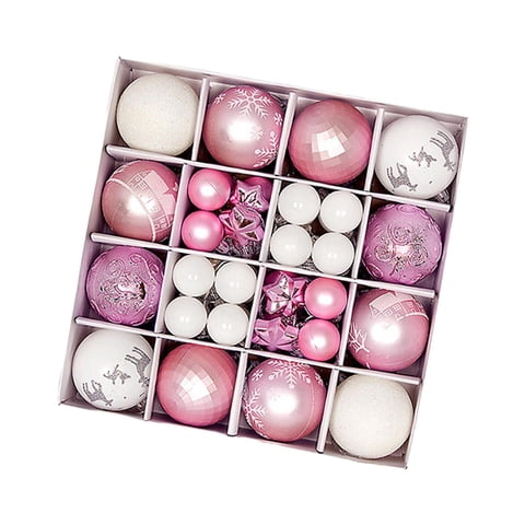 Magideal - 44 Uds Bolas De Navidad Adornos Adornos Decoración De Árbol De Navidad A Granel Bolas De Navidad Decorativas De 3-6Cm Para Festival De Aniversario Rosa Y Blanco