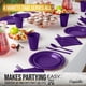 thumbnail image 4 of Juego de vajilla de fiesta desechable, 350 piezas, color morado para 50 invitados, 4 of 7