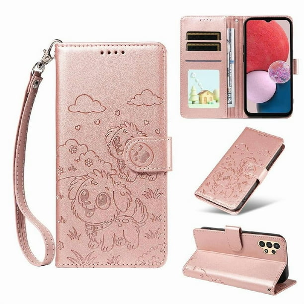 Funda Billetera FOXDOCK Compatible con Samsung Galaxy A04s, Diseño Perrito Tierno, Ranuras para Tarjetas y Soporte Plegable