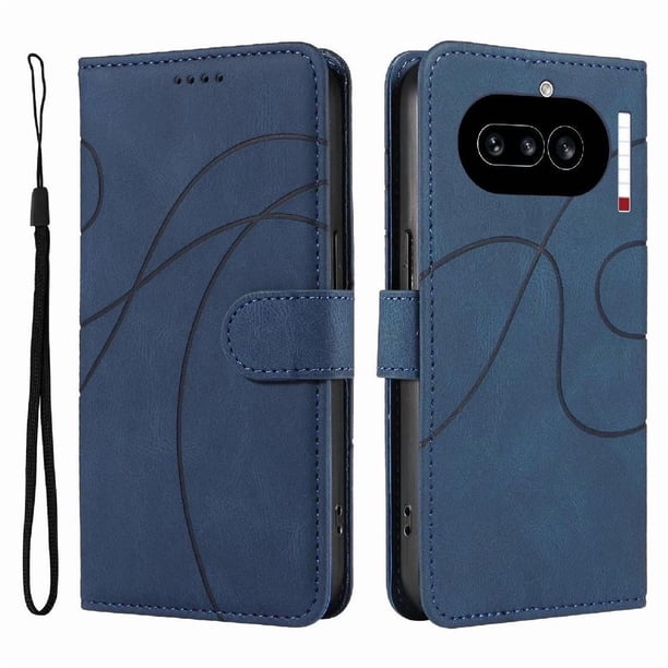 Funda tipo cartera con tapa para Nothing Phone 4A con tarjetero, soporte y cubierta magnética Azul