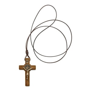 Collar Intercession Crucifijo Madera San Benito 5 Cm Brasil