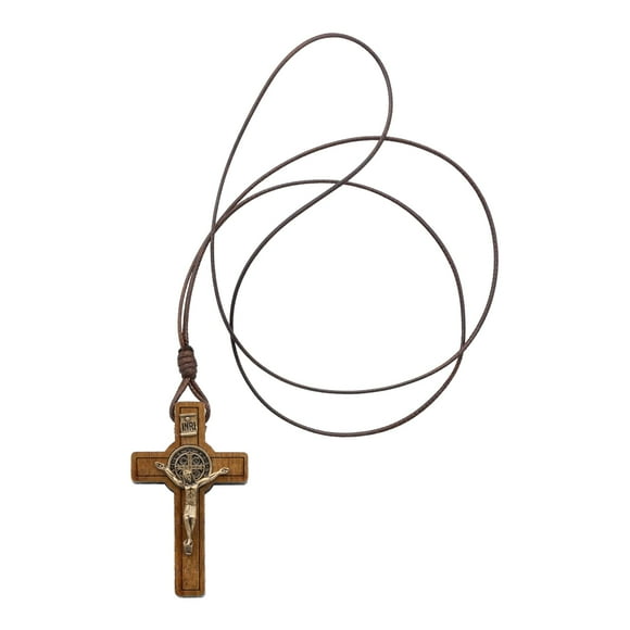 Collar Intercession Crucifijo Madera San Benito 5 cm Brasil