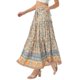 thumbnail image 4 of INSPIRE CHIC Falda Maxi de Verano para Mujer con Cintura Alta Elástica, Volantes, Estampado Floral Bohemio, Línea A, Bolsillos, Talla XL, Beige, 4 of 6