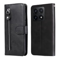 Gangxun - Funda Con Cremallera Para Xiaomi 14T Pro, Carcasa Cartera De Cuero Pu Con Soporte Y Tarjetero