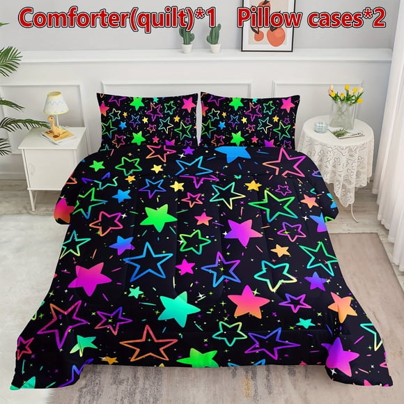 Beddin-g Quilt Pr-inted -Patte-rn Quilt with 1 Qu-ilt and 2 On-e Pillowc-ases Suitabl-e for B-edroom