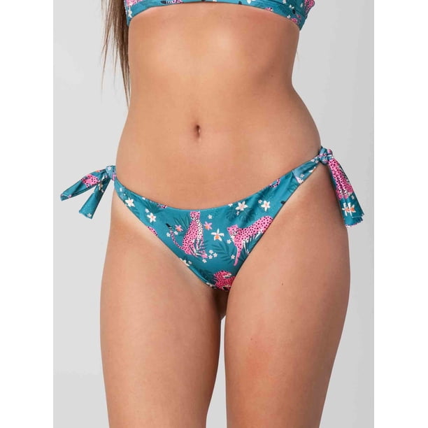 Bottom de Bikini Daikiri Mujer Calzón Amarras Selva Leopardo Verde Protección UV50+