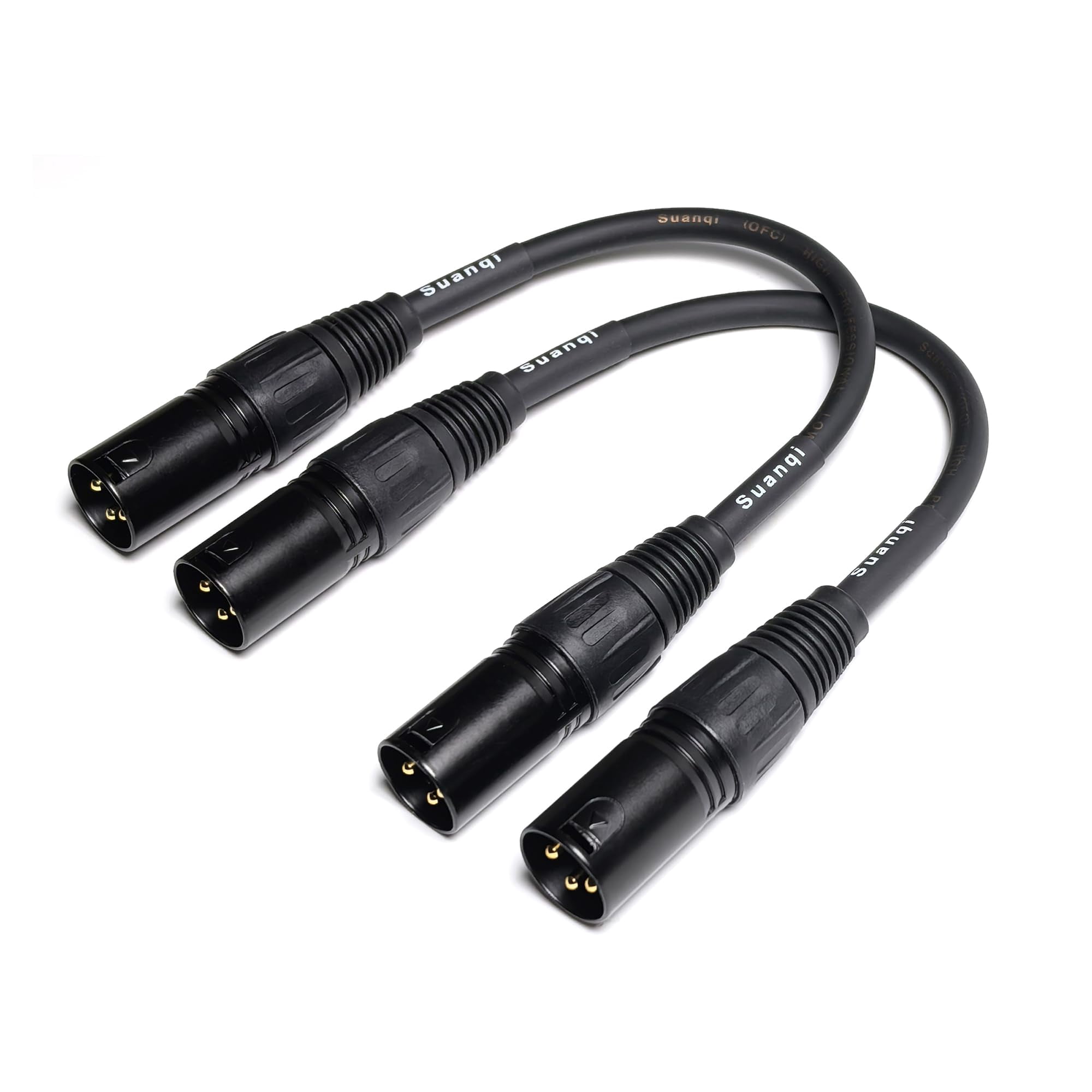 Suanqi - Cable De Micrófono, Adaptador Xlr Macho A Macho, Xlr De 3 Pines Y 15 Cm, Paquete De 2
