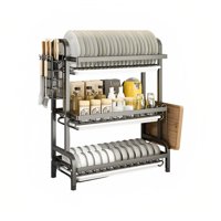 Genérico - Secador Escurridor De Loza Platos 3 Niveles / Negro