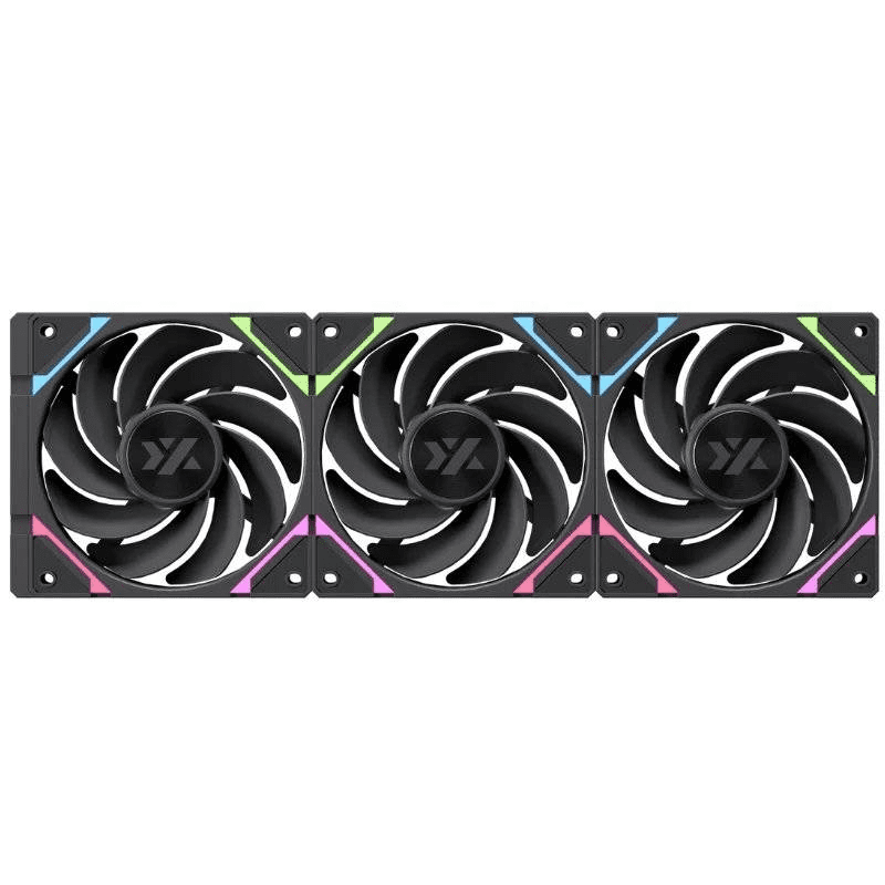 Xyz Pc Gear - Kit De 3 Ventiladores Xyz Vortex Pro A-rgb, Conexión En Cadena, Reverse Airflow, 120mm, Negro