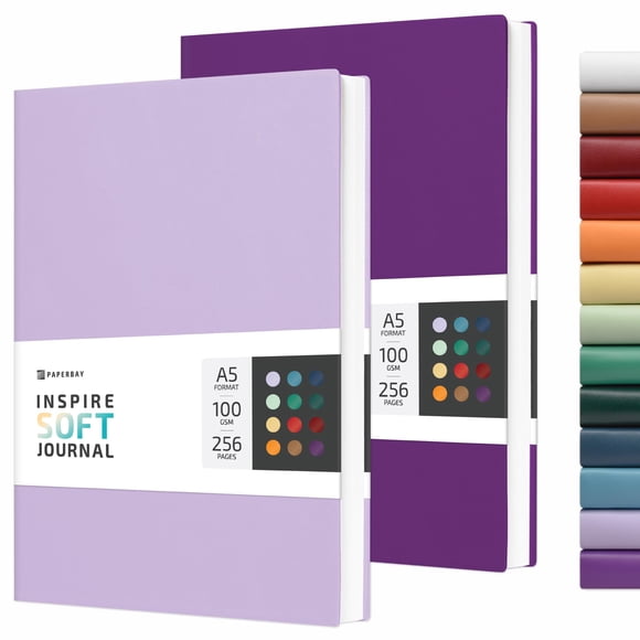 Cuaderno PAPERBAY A5 Pack de 2 unidades, rayado, con cubierta de cuero vegano