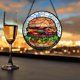 thumbnail image 2 of Colgante ventana vitral gran hamburguesa carne 20cm mono atrapasol puerta jardín cocina exquisito decoración Navidad regalo, 2 of 7