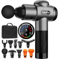 Pistola De Masaje Toloco, Masajeador De Espalda De Tejido Profundo Con 10 Cabezales, Color Gris