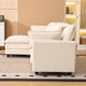 thumbnail image 3 of Beige color 3-seat combo sofa with storage ottoman for living room apartment bedroom and compact room, Upholstered sectional Couch, L Shaped Bench with a footrest, 3 of 3