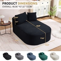 M&Ms - 67.5''Chaise Lounge Chair 46'' Wide Seat Indoor Corduroy Oversized Sleeper Sofa For Living Room Deep Seat Lounge And Two Soft Pillows Convertible Boneless Sofa Bed, Black,No Assembly Required