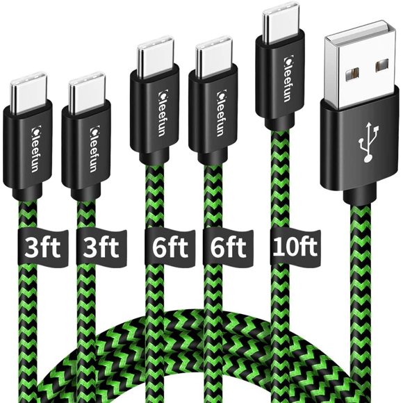 Cable USB C CLEEFUN trenzado de 5 unidades, 1/1/2/2/3 m, para iPhone 15