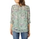 thumbnail image 3 of INSPIRE CHIC Camisas de Mujer de Manga 3/4 Blusas de Chifón Floral Verde Menta XL, 3 of 7