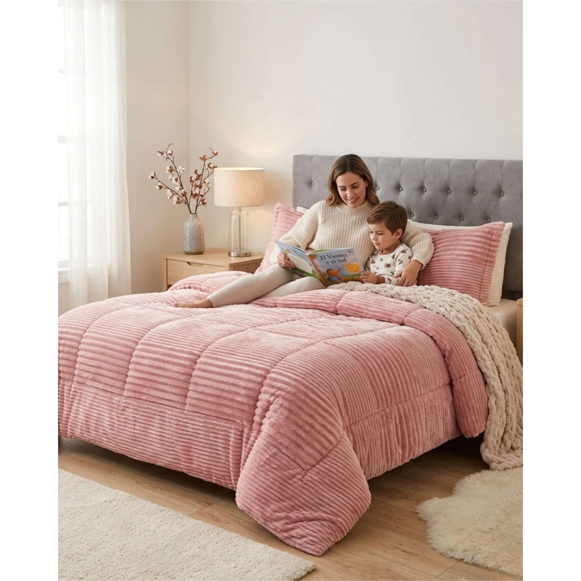 Todo Para El Hogar - Cubrecama Con Chiporro 2 Plazas Diseño Acanalado Con Fundas