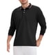 thumbnail image 4 of INSPIRE CHIC Camisa Polo de Manga Larga para Hombre, Ajuste Clásico, Color Sólido, Negocios Golf, Talla M, Negro, 4 of 6