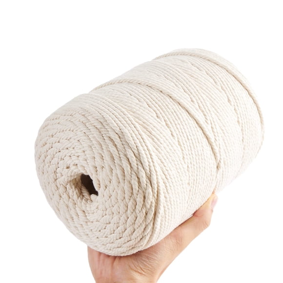 Cuerda de macramé AIFUN 5 mm x 300 m de algodón natural, 4 hebras