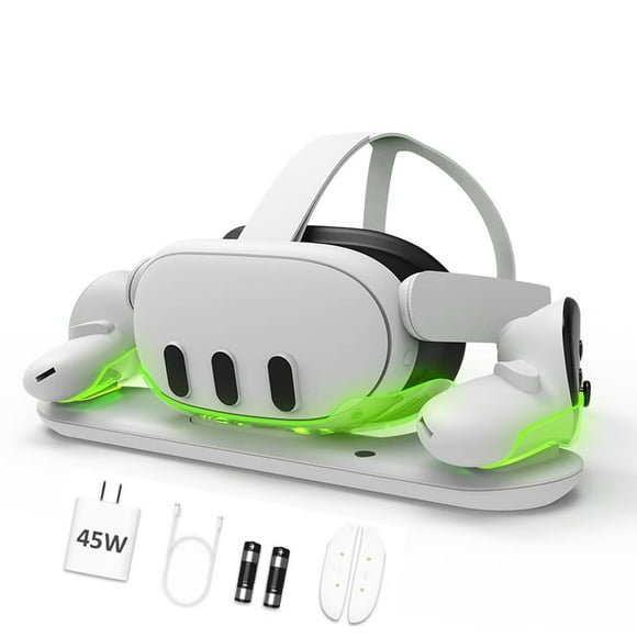 Estación de Carga VR AARONMEI USB-C 45W para Quest 3 Blanco