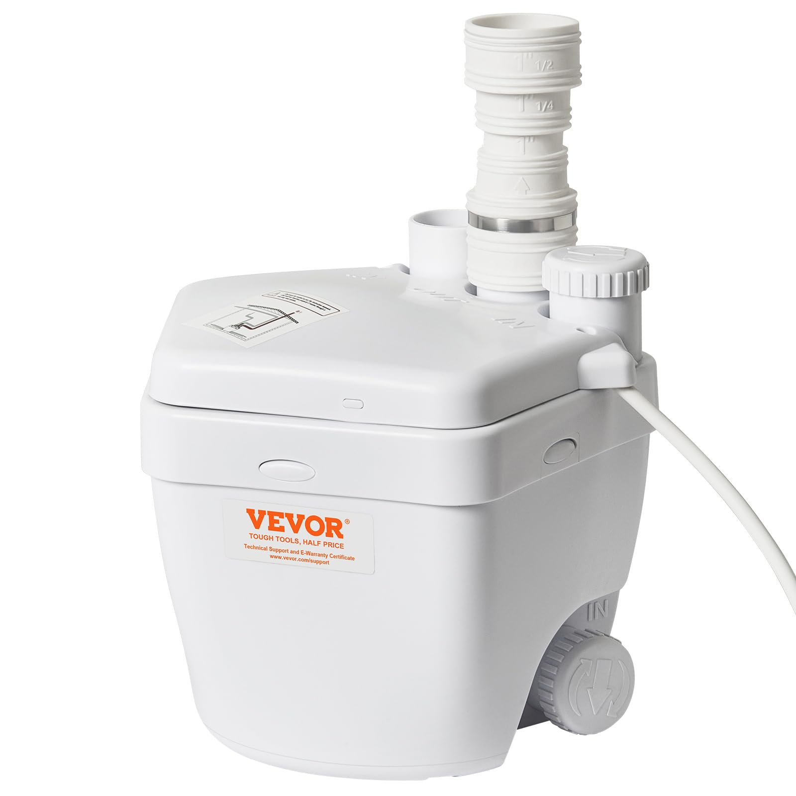 Sistema De Bomba De Sumidero Vevor, 1/3 Hp, 120 V, 1750 Gph, Cabezal De 5,5 M, Blanco
