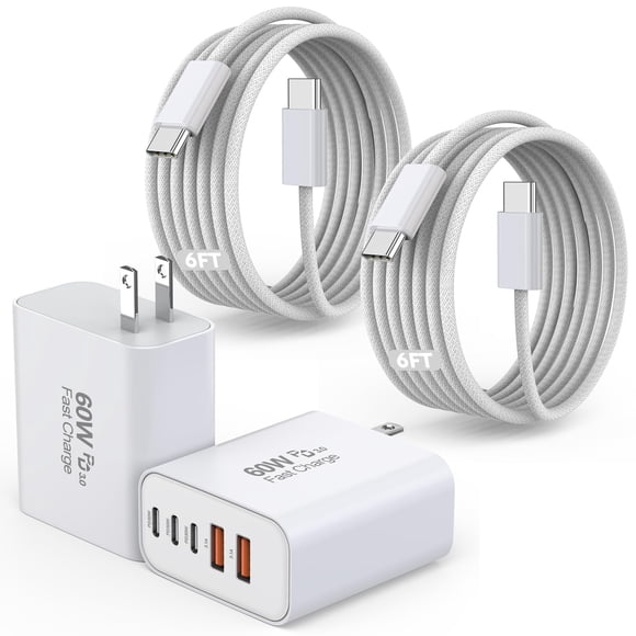 Bloque De Carga De 60 W Usb c De 5 Puertos Para Iphone 17 16 Con Cable