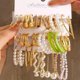 thumbnail image 1 of 15 Pairs C Shape Hoop Earrings Set Elegant Minimalist Style Alloy 18K Gold Plated Jewelry Trendy Female Gift, 1 of 5