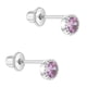 thumbnail image 2 of Aros redondos con un circon rosado engastados en bisel para bebes y niños, 2 of 2