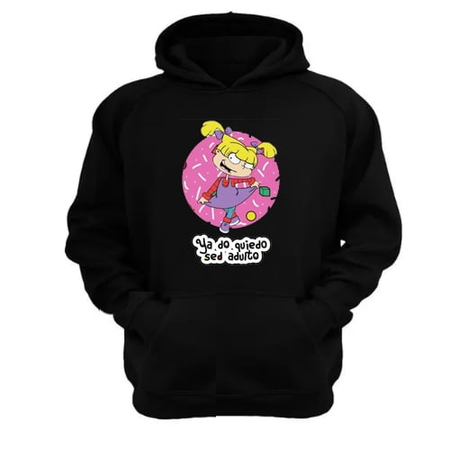 Polerón Canguro Angélica Dibujos Animados Negro Talla Xs Unisex